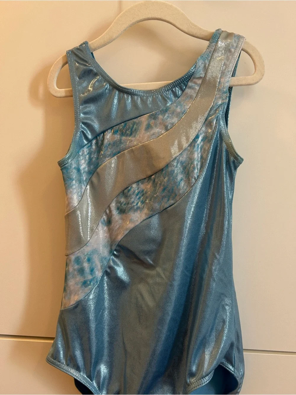 balera Shiny Light Blue and Silver Dance |Gymnastics Leotard - LC